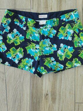 Merona Navy Blue & Teal Floral Chino Shorts – Size 6